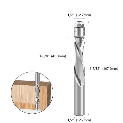 6.35/12.7mm Shank Double Guide Bearings Spiral Router Bits Carbide Trimming End Mill for CNC Woodworking Cutting Tool