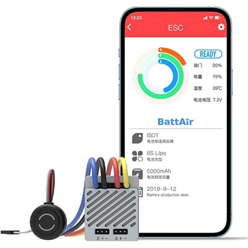 ISDT ESC90 90A Brushed ESC Full Waterproof App Programming with Brake Motor Electronic Speed Controller RC Car Touring Car/Buggies/Trucks/Rock Crawler Vehicles Models Parts