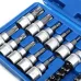 34PCS Torx Bit Socket and E-Torx Star Socket Set 1/4 3/8 1/2 Drive Chrome Vanadium Steel with Storage Case for Automotive and Repair
