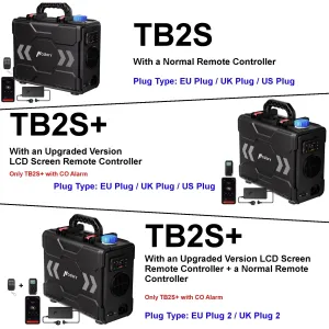 HCALORY TB2S / TB2S+ 6L 8KW Parking Diesel Air Heater All-in-One Portable Heater with CO Alarm Wireless Temperature Sensor Automatic Start and Stop Altitude Mode App Control 12V/24V/100~240V for Cars Trucks Boats Buses RV Camper Tent