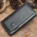 Ekphero Men Genuine Leather Wallet Men Phone Clutch Retro Long Wallets Hand Money Purse Cow Leather Zippered Card Holder