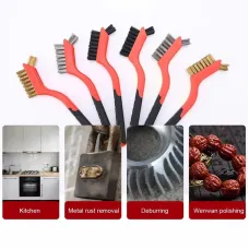 6pcs Wire Brush Set with Nylon Brass Steel Bristles for Metal Cleaning and Polishing Ideal for Industrial and Home Applications