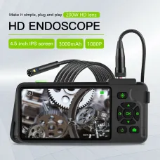 VISHRT 7.9mm Dual Lens 4.5-inch IPS Color Screen Industrial Borescope Waterproof Inspection Camera 3.5/5/10M Rigid Cable