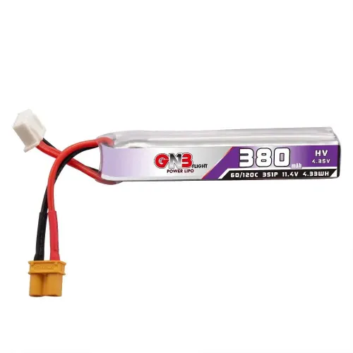 GAONENG GNB LiHV 11.4V 380mAh 60C 3S LiPo Battery XT30 Plug for Tiny Whoop Indoor RC FPV Racing Drone