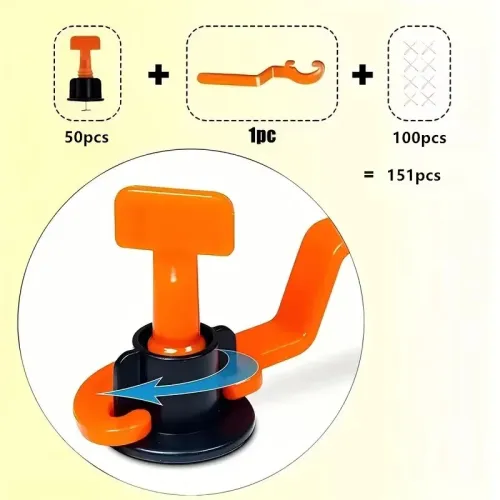 151pcs Tile Flat System Washers for Wall Flat Wedge Washers and Brackets Reusable Easy to Use DIY Tile Installation Leveling Tool PP Material