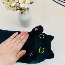 IPRee USB Heated Small Black Cat Pillow Heating Pad for Period Cramp 5 Temperature Levels 5 Timer Setting 50cm/19.7" All Season Blanket & Bed Warmer for Bed, Couch, Floor