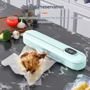 Automatic Vacuum Sealer Kitchen Vacuum Sealer Machine Household Food Bag Keep Food Fresh With10pcs Fresh-Keeping Bags