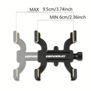 BENGGUO Four-Claw Bike Holder 360 Adjustable Shockproof Anti-fall Aluminum Alloy Handlebar Holder with Rubber Gasket for Motorcycle Bicycle Scooter Bracket