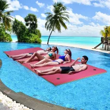HALLOLUR12.8*5Feet Floating Water Pad 3 Layer Floating Foam Fun Mat For Water Recreation Relaxing Swimming Pool