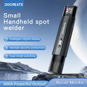Docreate HU-10A Handheld Spot Welder 1.3-Inch LCD Screen Dual Mode 800A 3360W High Power Portable Battery Welding Tool