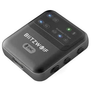BlitzWolf BW-LE523 2 in 1 Audio Adapter Bluetooth V6.0 Receiver Transmitter Clip-on Design AAC LC3 ENC Wireless Broadcast Adapter One with Multiple Audio System