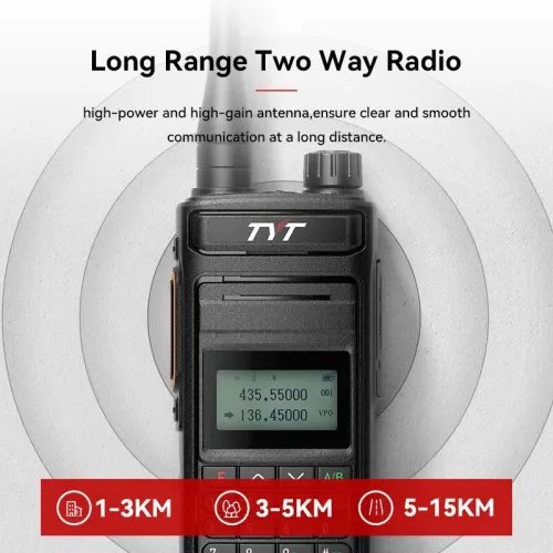 TYT TH-8R 5W Portable Walkie Talkie Dual Band VHF UHF Two Way Radio DOT-MATRIX LCD 200 Channels VOXs Emergency Alert CTCSS DCS for Long Distance Communication