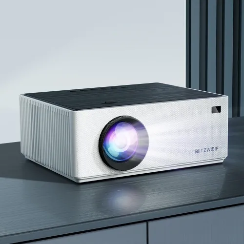 BlitzWolfBW-V8 FHD Projector LCD LED Android 11.0 OS 480ANSI Lumens 4D Keystone Correction Dual-5G WIFI 4K Decoding Digital Zoom Mini Portable Projector Outdoor Movie