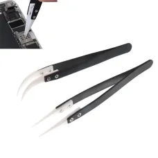 Ceramic Reverse Tweezers Non Conductive Anti-Static Heat Resistant Tweezers Big Curved/Straight Tweeze