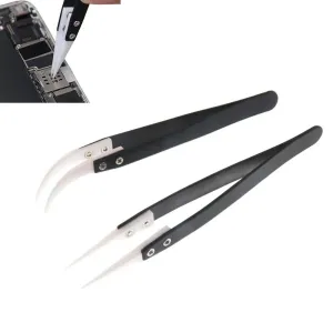 Ceramic Reverse Tweezers Non Conductive Anti-Static Heat Resistant Tweezers Big Curved/Straight Tweeze