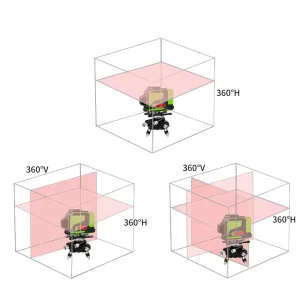 HILDA 16 Line Green Light Laser Level Double Batteries Meter Automatic Leveling Adjustable Precision EU Plug for Construction