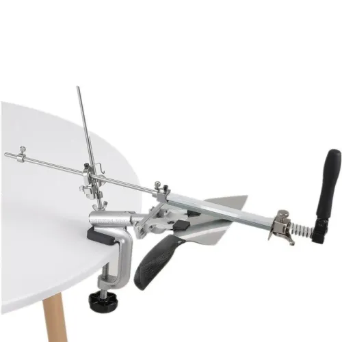 RX-009 Professional Knife Sharpener with 4 Whetstones Dual Clamps 360 Rotation Flip Design Fixed-Angle Stainless Steel Kitchen Chef Knife Sharpening Kit Abrasive Holding System Tools