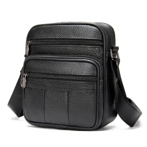 Ekphero Men's Genuine Leather Shoulder Bag Business Casual Messenger Bag Multiple Pocket Capacity Crossbody Bag