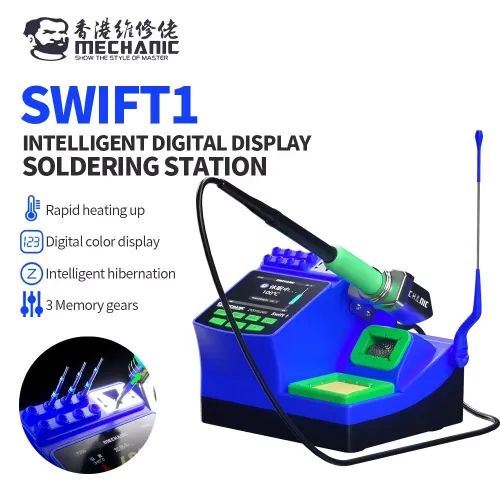 MECHANIC Swift 1 Intelligent Digital Soldering Station 100-480C Rapid Heating Curve Mode LED Display Supports 210 245 115 Handles Soldering Repair Tool