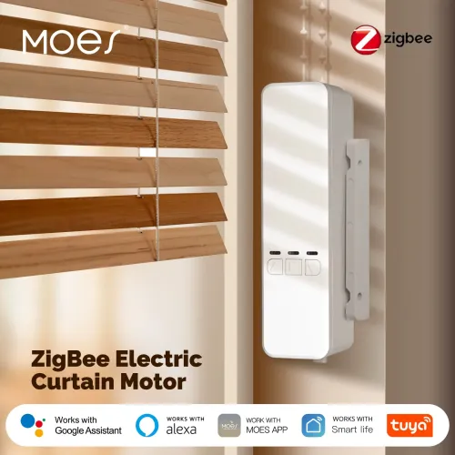 MOES Tuya Zigbe Chain Roller Blinds Smart Electric Curtain Shade Drive Motor Lithium Battery App Control with Alexa Google Home