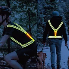 WESBIKING Night Cycling Clothing 4 LEBeads Type-Rechargeable Adjustment Running Light Reflective Sports Vest for Safe Warning Riding
