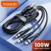 Toocki TQ-X61 6A 100W USB-A to iP/Micro/Type-C Cable Fast Charging Data Transmission Copper Core Line 1.2M Long for iPhone 15/15 Plus 14 13 for Huawei Mate60 Pro for Samsung Galaxy S23 for Xiaomi 13Pro