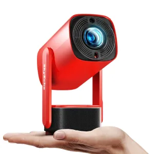 [EU/US Direct] SkyEcho FreeONE Portable Speaker Projector Android OS Wi-Fi 6 Auto-Focus Built-in-270 Rotation Stand 350 ANSI Lumens Bluetooth 5.2 Auto-Keystone Correction Netflix Youtube Ceiling Projector EVA Storage Bag EU Plug Global Version