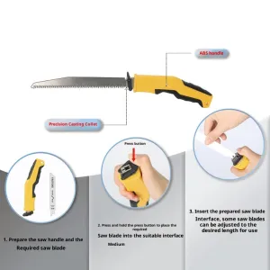 6-in-1 Multifunctional Reciprocating Saw Ergonomic ABS Handle Interchangeable Blades for Wood Metal PVC Cutting Adjustable Length Portable Tool