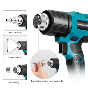 21V Cordless Rechargeable Hot Air Gun Adjustable Temperature 550 Compatible with Power Tools Battery Includes Nozzles Portable Heat Tool for Shrink Wrapping Paint Stripping Soldering