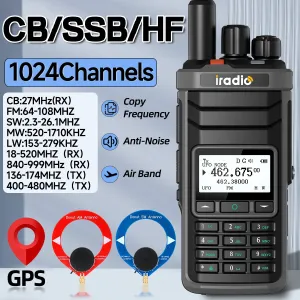 iRadio UV88 GPS Multiband Radio Walkie Talkie 1024 Channels IP67 Waterproof Type-C Charging CB SSB HF FM SW MW LW Amateur Ham Two Way Radio