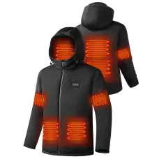 Auxo 6-Zone Men Heated Jacket for Men with 20000mAh Power Bank- Waterproof Lightweight Warm Electric Heating Coat for Winter Outdoor