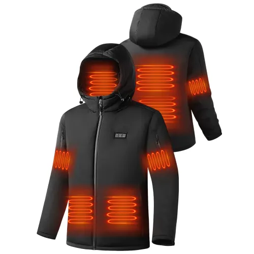 Auxo 6-Zone Men Heated Jacket for Men with 20000mAh Power Bank- Waterproof Lightweight Warm Electric Heating Coat for Winter Outdoor
