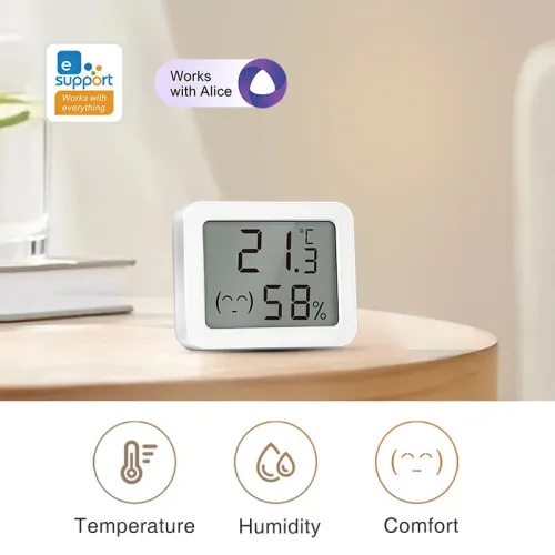 Ewelink Smart Zigbe Temperature Humidity Sensor LCD Display Thermometer Hygrometer APP Remote Control Real-time Monitoring Work with Alexa Google Home