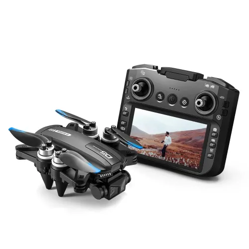 PJC D5 WiFi FPV with LCD Screen Controller HD Dual Camera Servo Gimbal Optical Flow Hover Automatic Obstacle Avoidance Circle Protection Brushless 2.4G 4CH 6-Axis Remote Control Toys RC Drone Quadcopter RTF