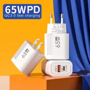[GaN Tech] APD-180 2-Port USB PD Charger USB-A+USB-C PD QC3.0 Fast Charging Wall Charger Adapter EU Plug US Plug for iPhone 16 15 14 13 Pro for Samsung Galaxy Z Flip6 for Xiaomi Civi 4 Pro for Huawei Nova Flip