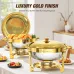 Warmounts Gold Chafing Dishes for Buffet (5QT, 2/4 Pack), Round Stainless Steel Chafer and Warmer Set with Lid Holder, Mirror-polished, Rolled Rim Process (No Finger Cuts), for Catering, Party, Wedding
