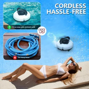 Cordless Robotic Pool Cleaner Pool Vacuum with Dual Motors Self Parking Suitable for Flat Ground Pools