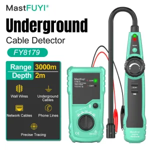 Fuyi FY8179 Underground Wire Cable Locator Analog Signal Adjustable Sensitivity 3000M Range 2M Depth Continuity Testing 9V Battery Powered Lightweight Tool