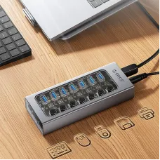 ORICO AT2U3 7-in-1 5Gbps USB 3.0 Hub Docking Station with Independent Power Switch 7xUSB-A Splitter Adapter for Macbook Mobile Phone Tablets