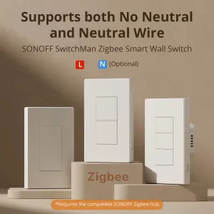 SONOFF ZBM5 SwitchMan Zigbe Smart Wall Switch 120W Supports No Neutral and Neutral Wire Detach Relay Mode Works with Home Assistant
