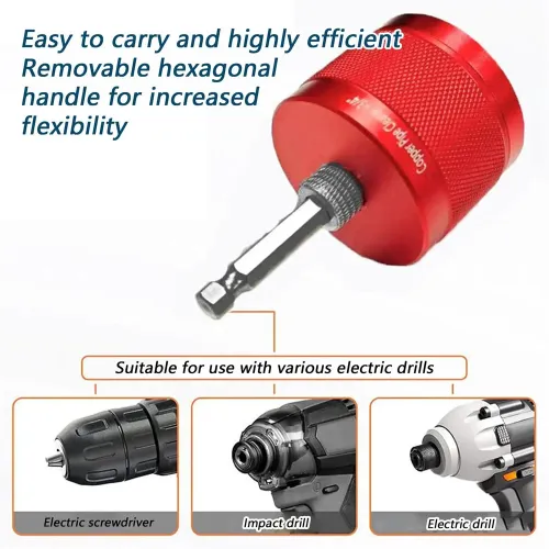 Professional 1/2" & 3/4" & 1" Copper Pipe Cleaner Power Drill Cleaning Tool 1/4 Hex Shank Aluminum Alloy Rust Removal Brush Industrial Pipe Polishing
