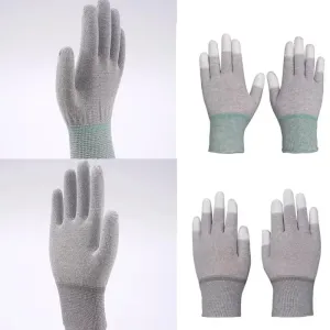 Anti Static Labor Gloves PU Coated Palm Nylon Fiber Breathable Non Slip Gloves High Elasticity Work Gloves for Assembly Inspection