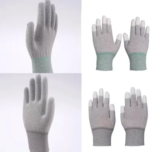 Anti Static Labor Gloves PU Coated Palm Nylon Fiber Breathable Non Slip Gloves High Elasticity Work Gloves for Assembly Inspection