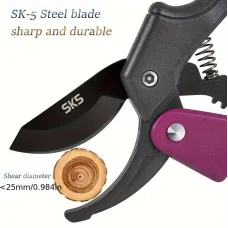 1PCS Stainless Steel Pruning Shears Ambidextrous Design Comfortable Grip Ideal for Arthritic Hands Gardening Tool