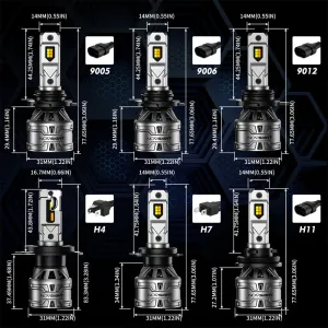 NOVSIGHT A500-N61T 9005 / 9006 / 9012 / H4 / H7 / H11 LED Headlight Bulb 60W Pair 13000LM Automotive Headlights High Brightness Bulbs Long Lifespan Easy Install Aviation Aluminum