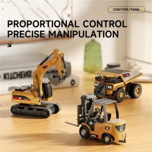 Z6750/Z6752/Z6753 RTR 1/64 2.4G Mini RC Car Alloy Forklift Excavator Dump Truck Support App Remote Controlled LED Light Sound Engineering Vehicle Two Speed Desktop Toys Model Collection Gift For Boys