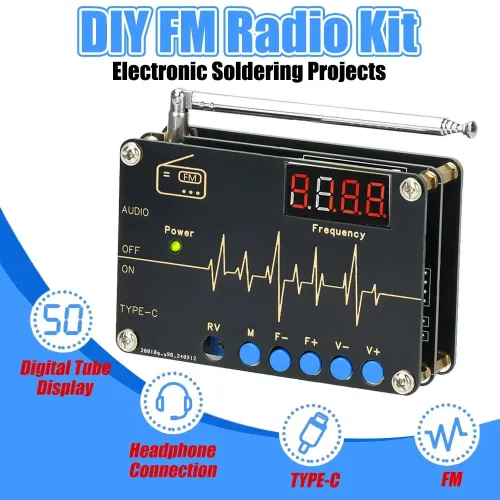 RDA5807M DIY FM Radio Kit 87-108MHz Digital Tube Display TDA2822 Amplifier Easy to Solder Educational Electronic Project