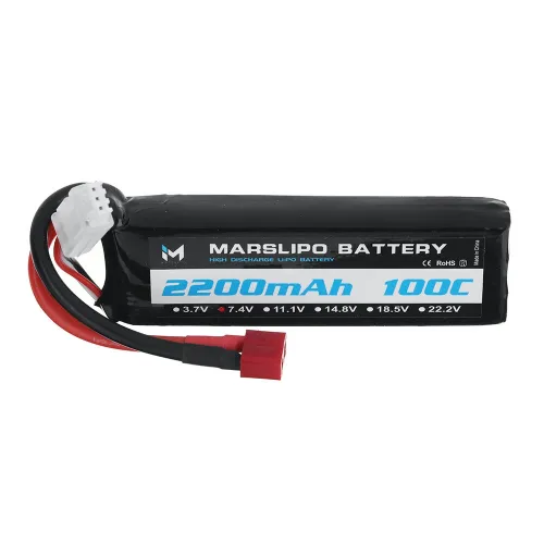 MARSLIPO 7.4V 2200mAh 100C 2S Lipo Battery T Plug with XT60 Adapter for RC Models