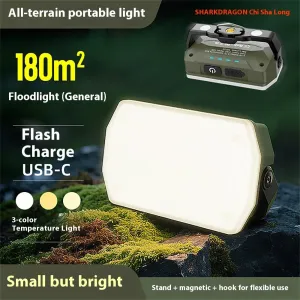 Outdoor Camping Lantern Portable Charging LESearchlight Tent Magnetic Attraction with Hook Flashlight Outage Emergency Work Light