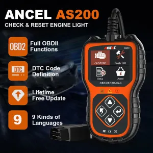 ANCEL AS200 OBD2 Scanner Car Diagnostic Tool Engine Check Car OBD2 Scanner OBD2 Code Reader Check Engine Fault Data Stream Car Tools Car Diagnostic Tools